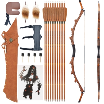 35/45/55lbs Recurve Bow Kit Wooden Takedown Hunting Split Bow