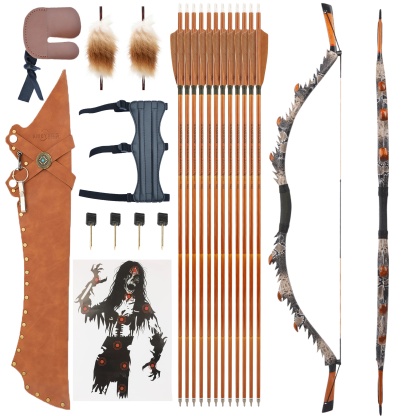 35/45/55lbs Recurve Bow Kit Wooden Takedown Hunting Split Bow