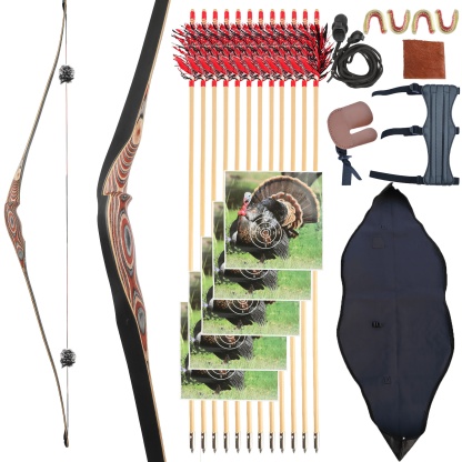 Traditional Bow Kit Archery 20-50lbs LongBow Hunting