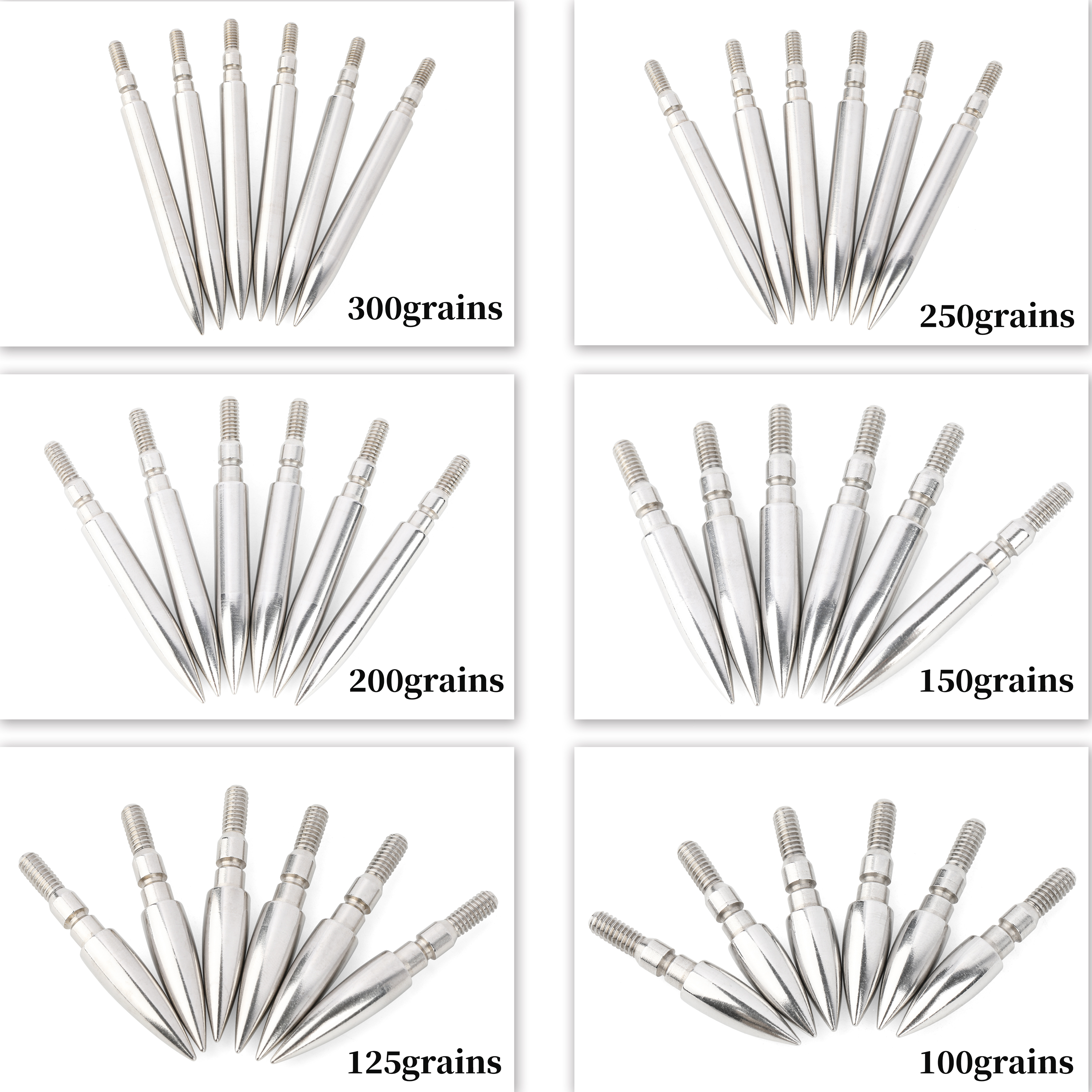 100-200gr Archery Field Points Steel Arrow Tips Target Arrowhead 24X