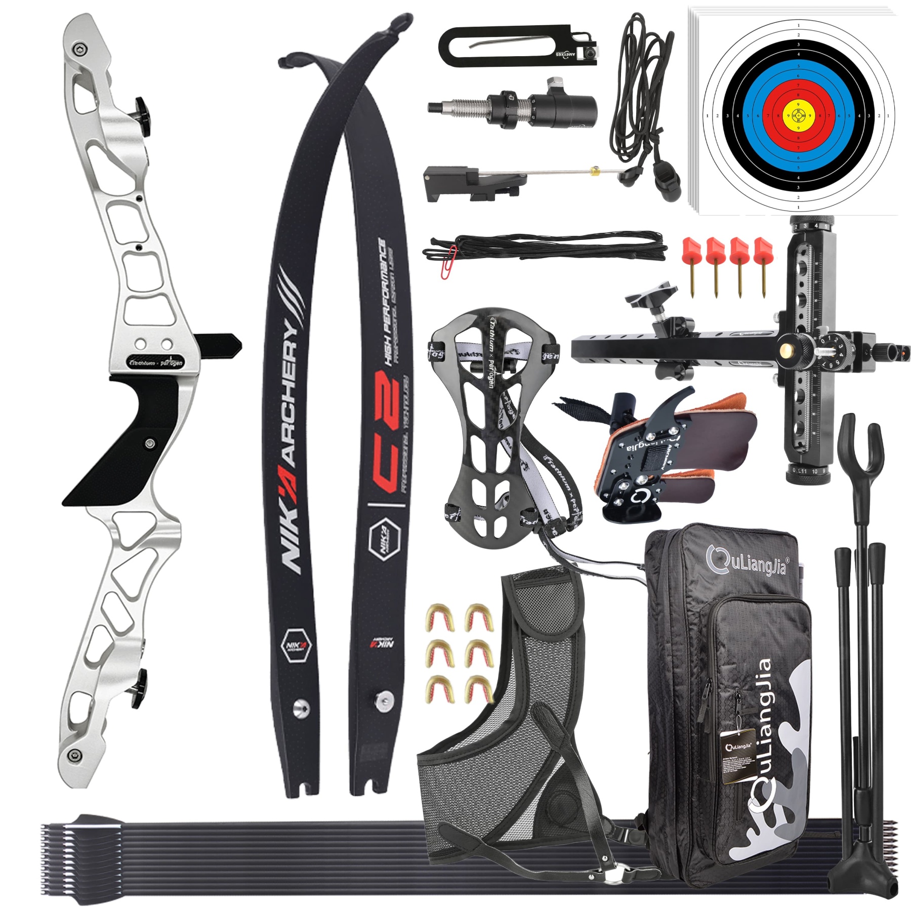 AKT-SP177 ILF Recurve Bow & NIKA C2 Limbs | 21" CNC Aluminum Riser | 30-50lb