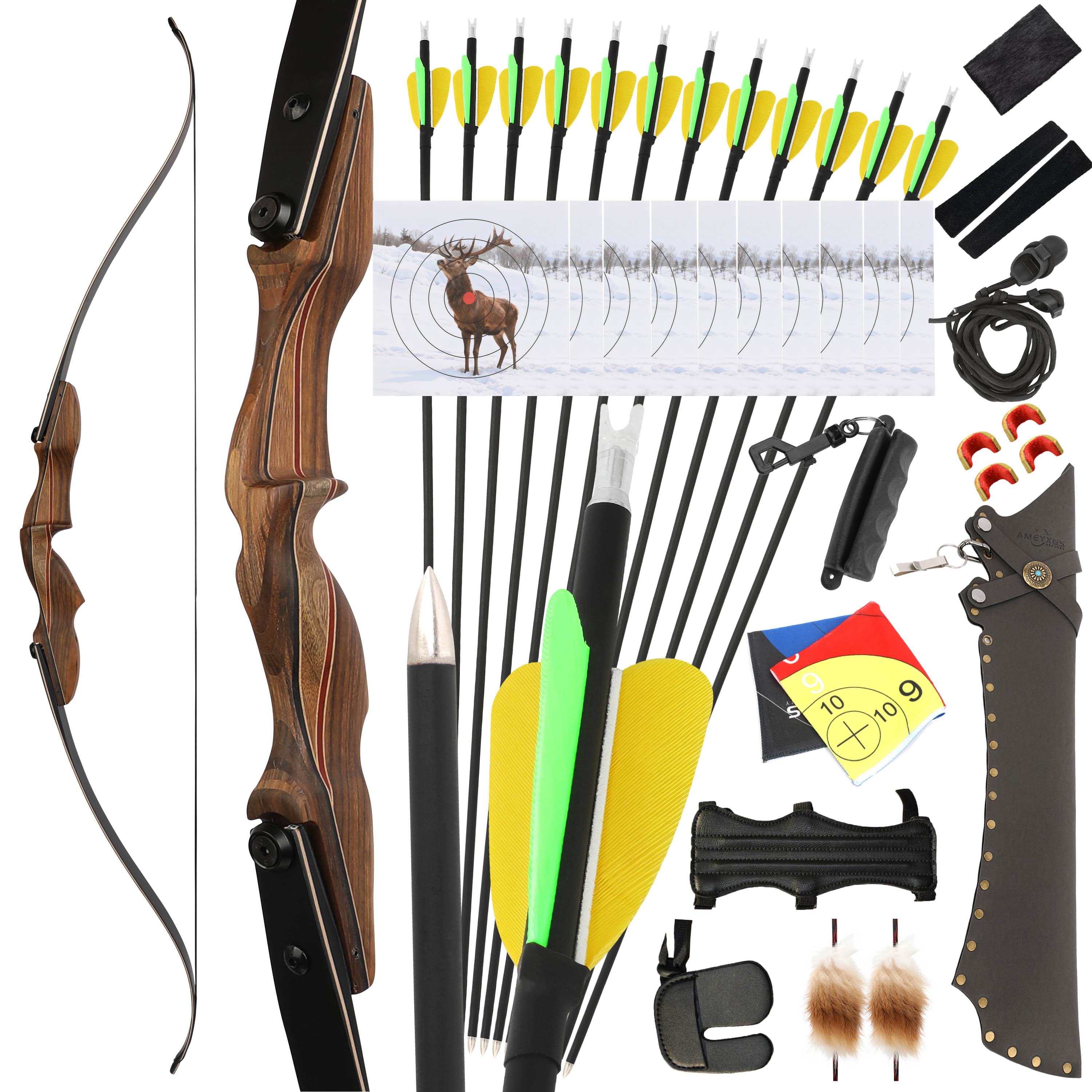 Archery 30-60 Lbs Traditional Bow 60" Hunting Longbow