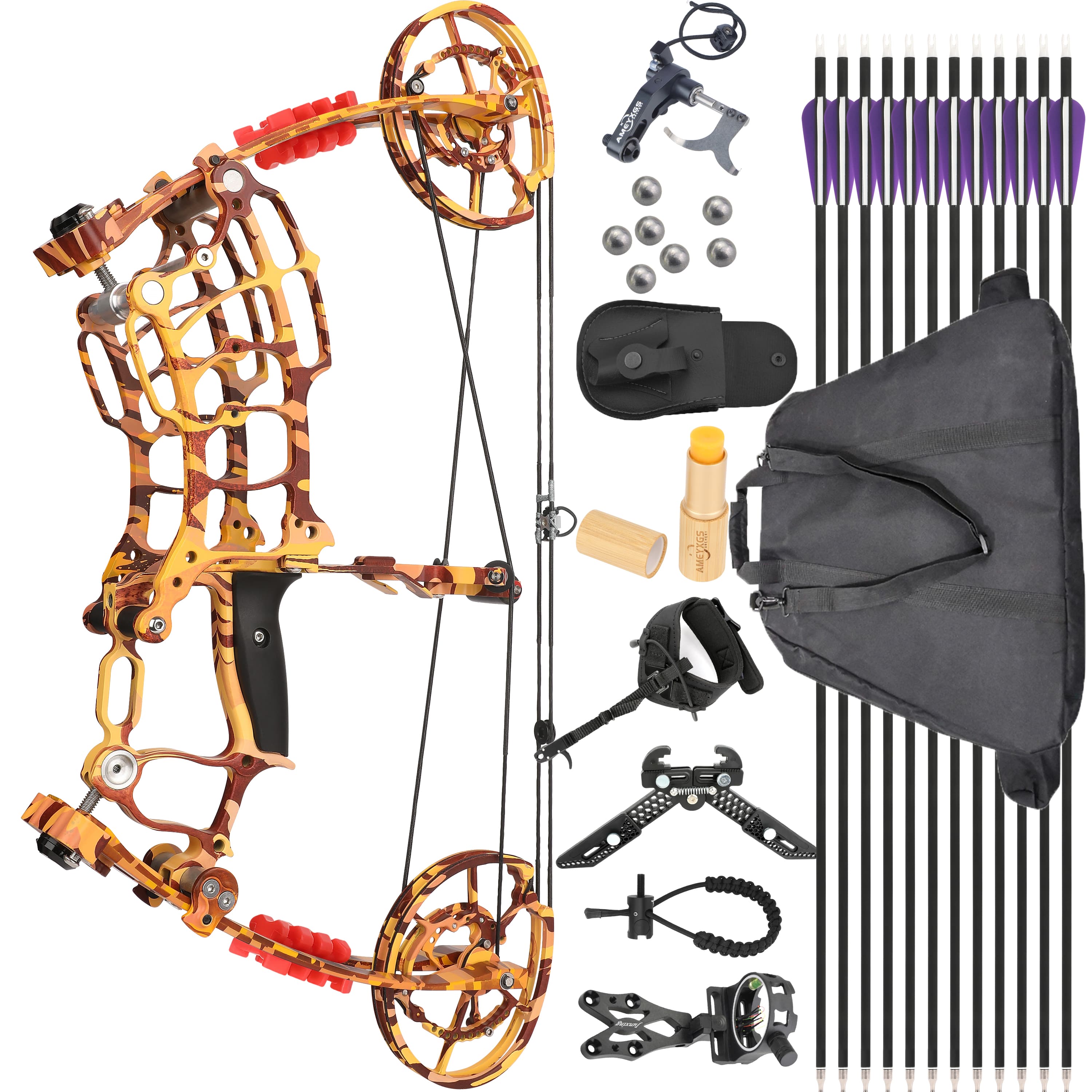  Dual-use Archery Ball Compound Bow 19" 420FPS 30-60lbs Adjustable 