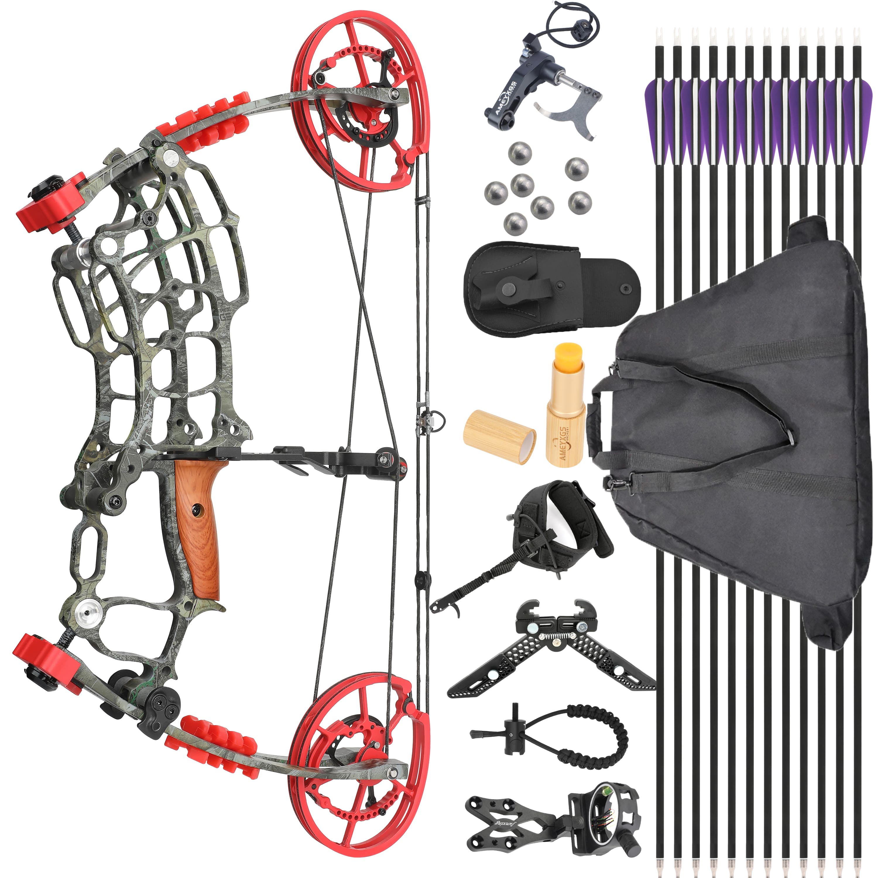  Dual-use Archery Ball Compound Bow 19" 420FPS 30-60lbs Adjustable 