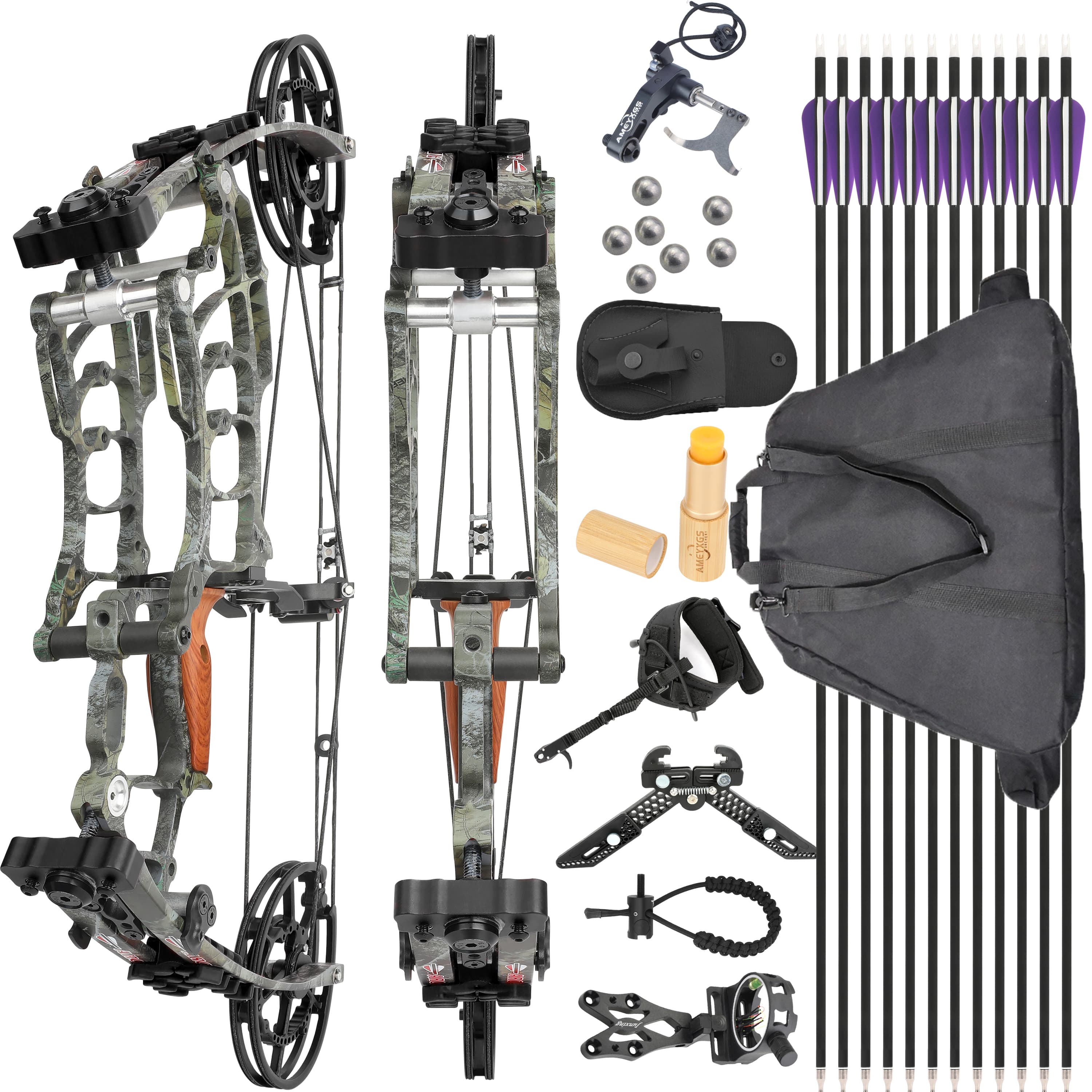  Dual-use Archery Ball Compound Bow 19" 420FPS 30-60lbs Adjustable 