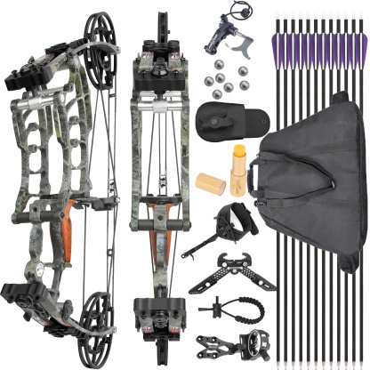  Dual-use Archery Ball Compound Bow 19" 420FPS 30-60lbs Adjustable 