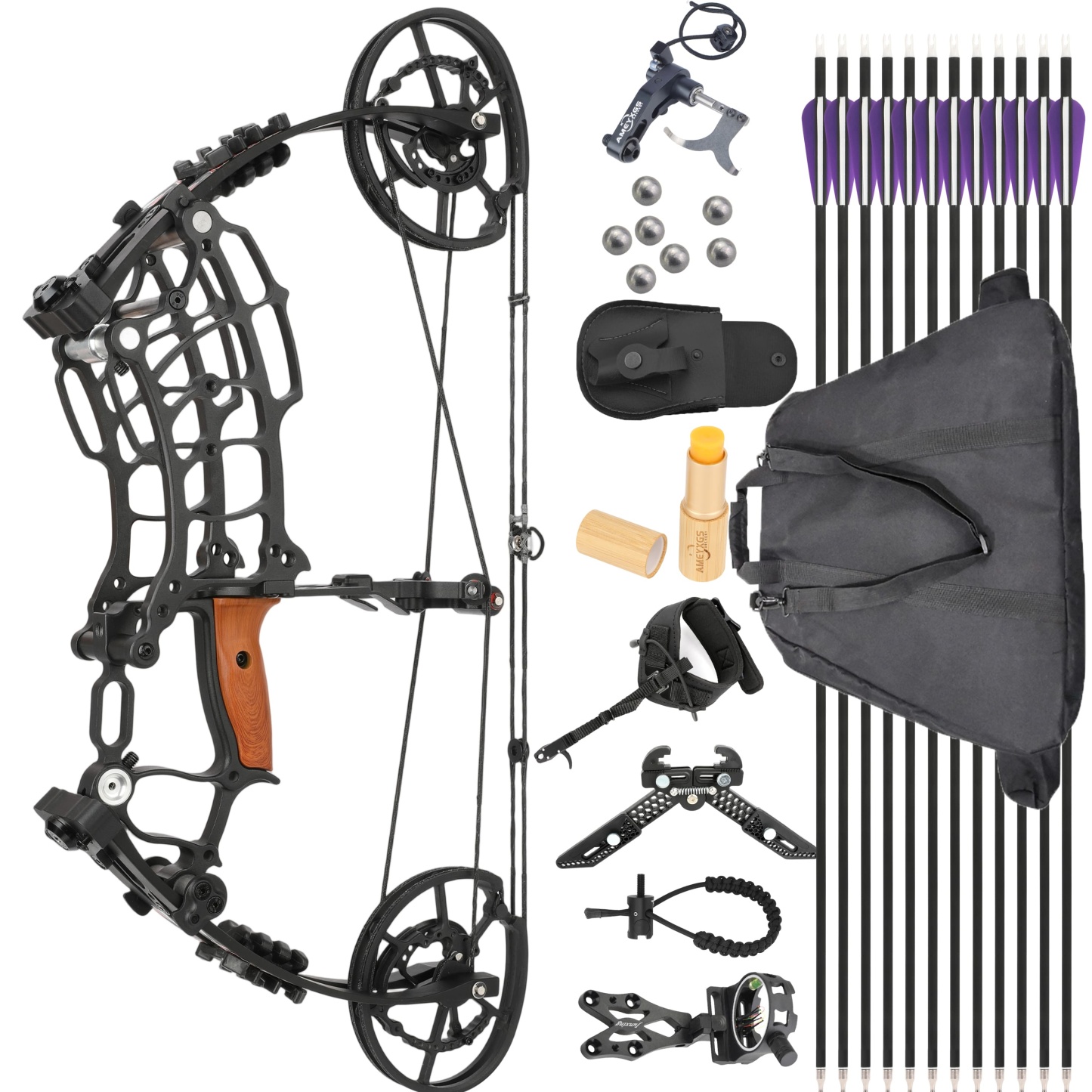 Dual-use Archery Ball Compound Bow 19" 420FPS 30-60lbs Adjustable