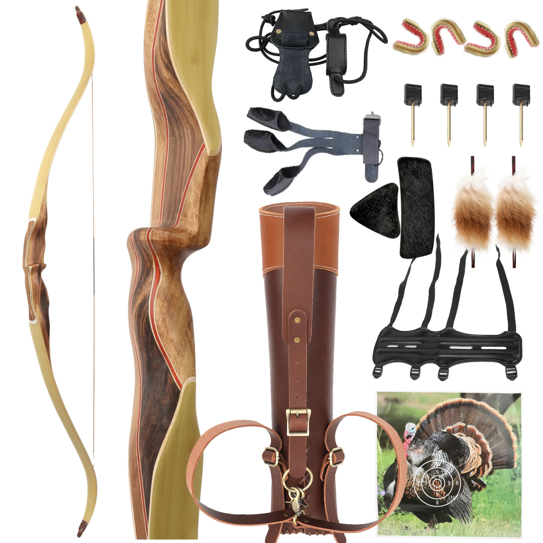 30-60 Lbs Traditional Longbow for Hunting | 62" Archery Bow | Handmade Wooden Recurve