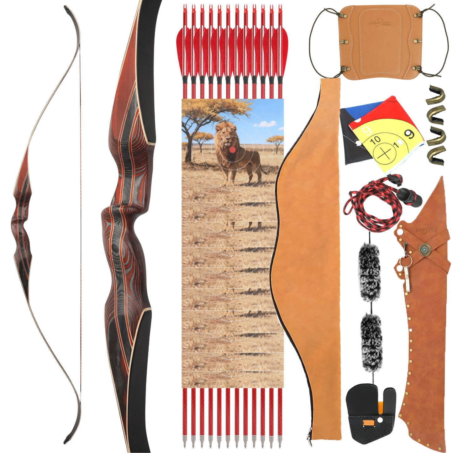 Traditional Longbow 30-60lbs 64" Archery Bow for Hunting and Target Shooting