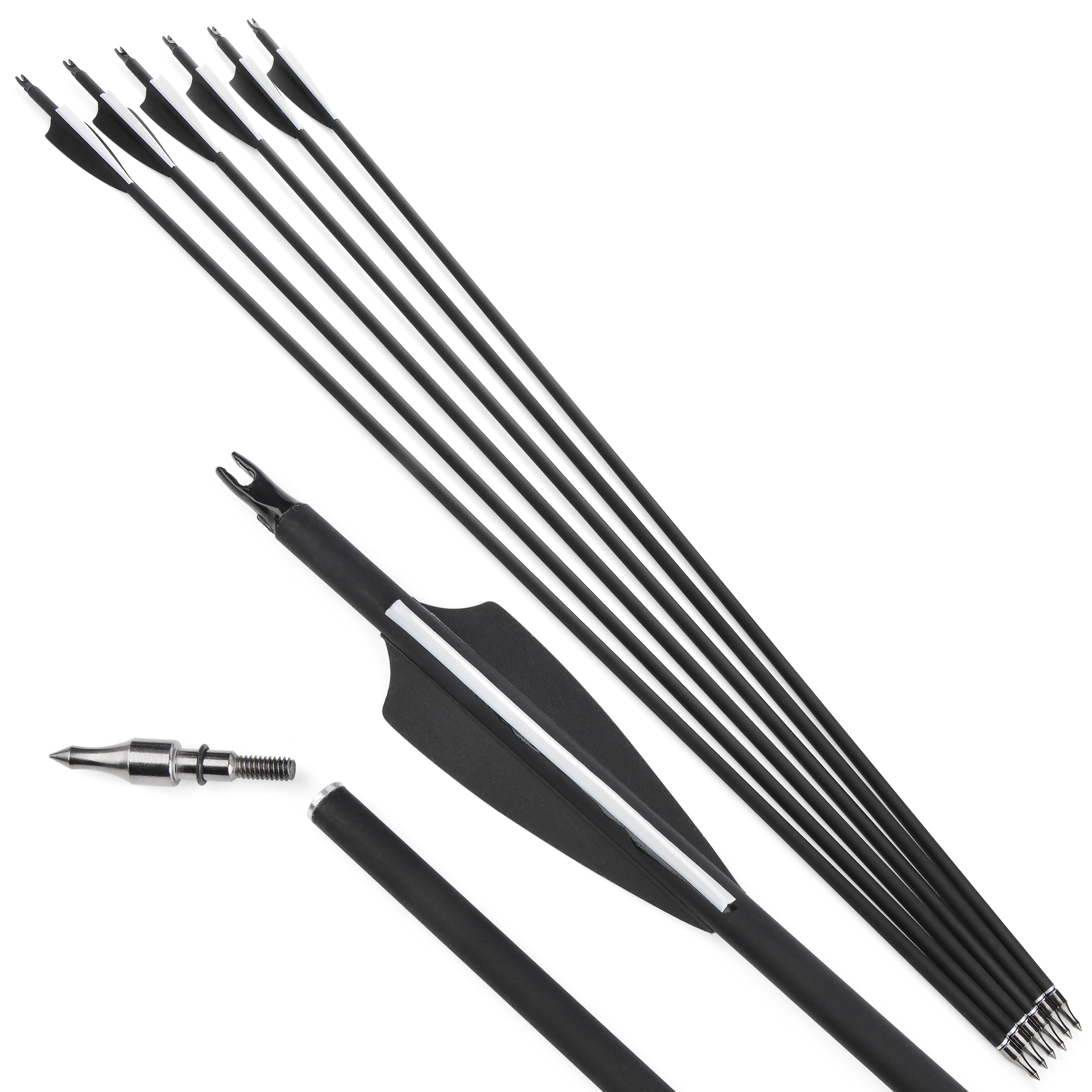 Archery Mixed Carbon Arrow 500 Spine 100 Grain Tips 12 Pack