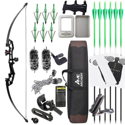 Recurve Bow Hunting Kit 40lbs with Carbon Arrows & Accessories