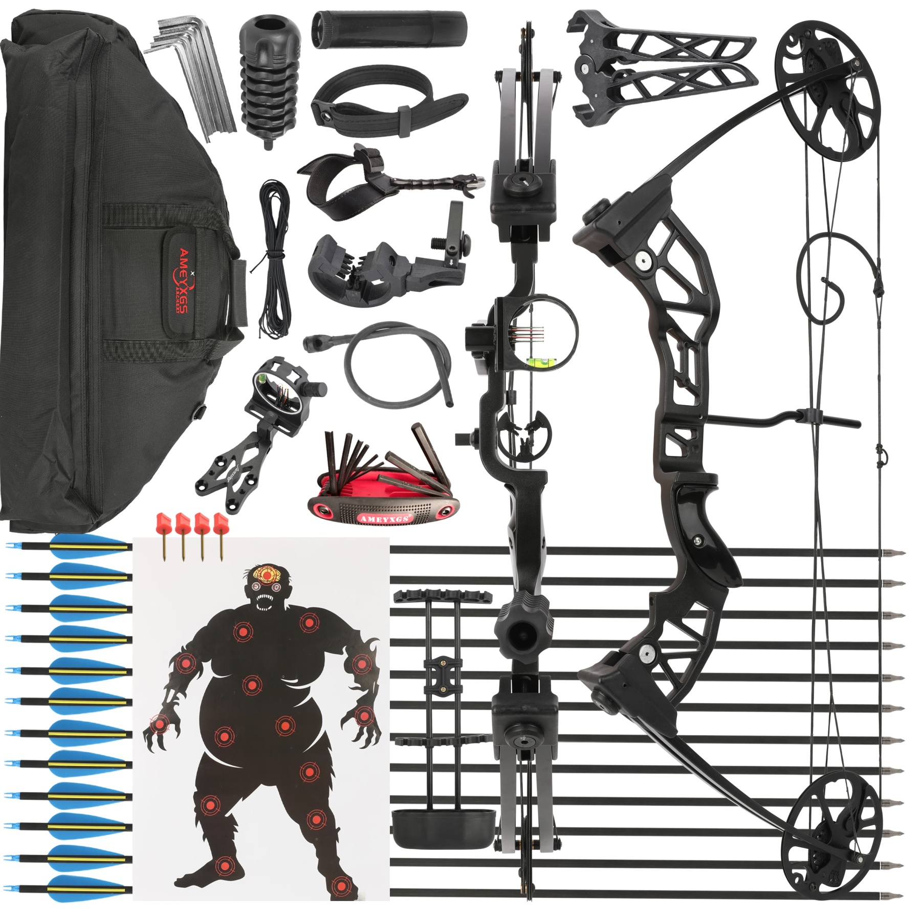 38-7 lbs Compound Bow Arrow Set IBO 150-202FPS Archery