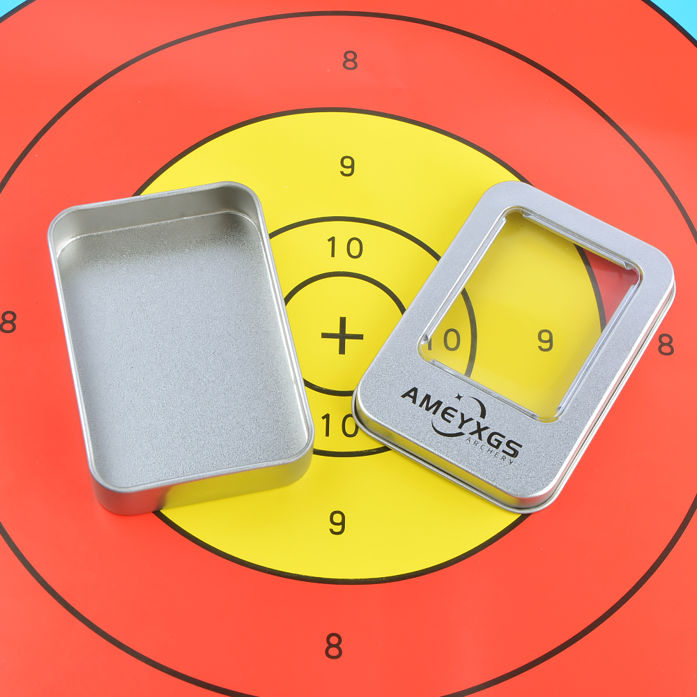 AMEYXGS Tin Box with Foam 6 Arrowheads and Arrow Box (Silver)