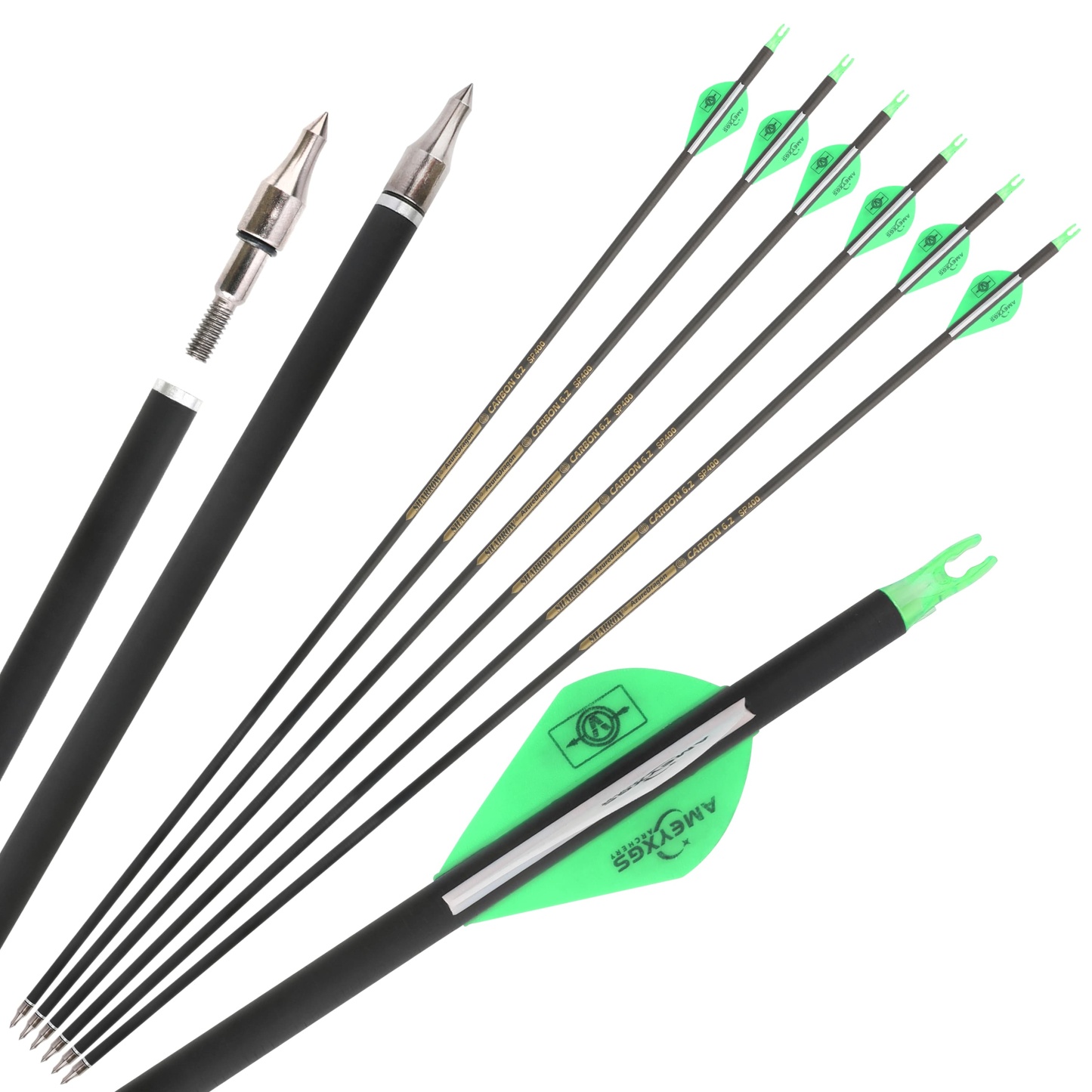 12x 30inch Carbon Arrows Spine 500 Rubber Vanes Shooting Target