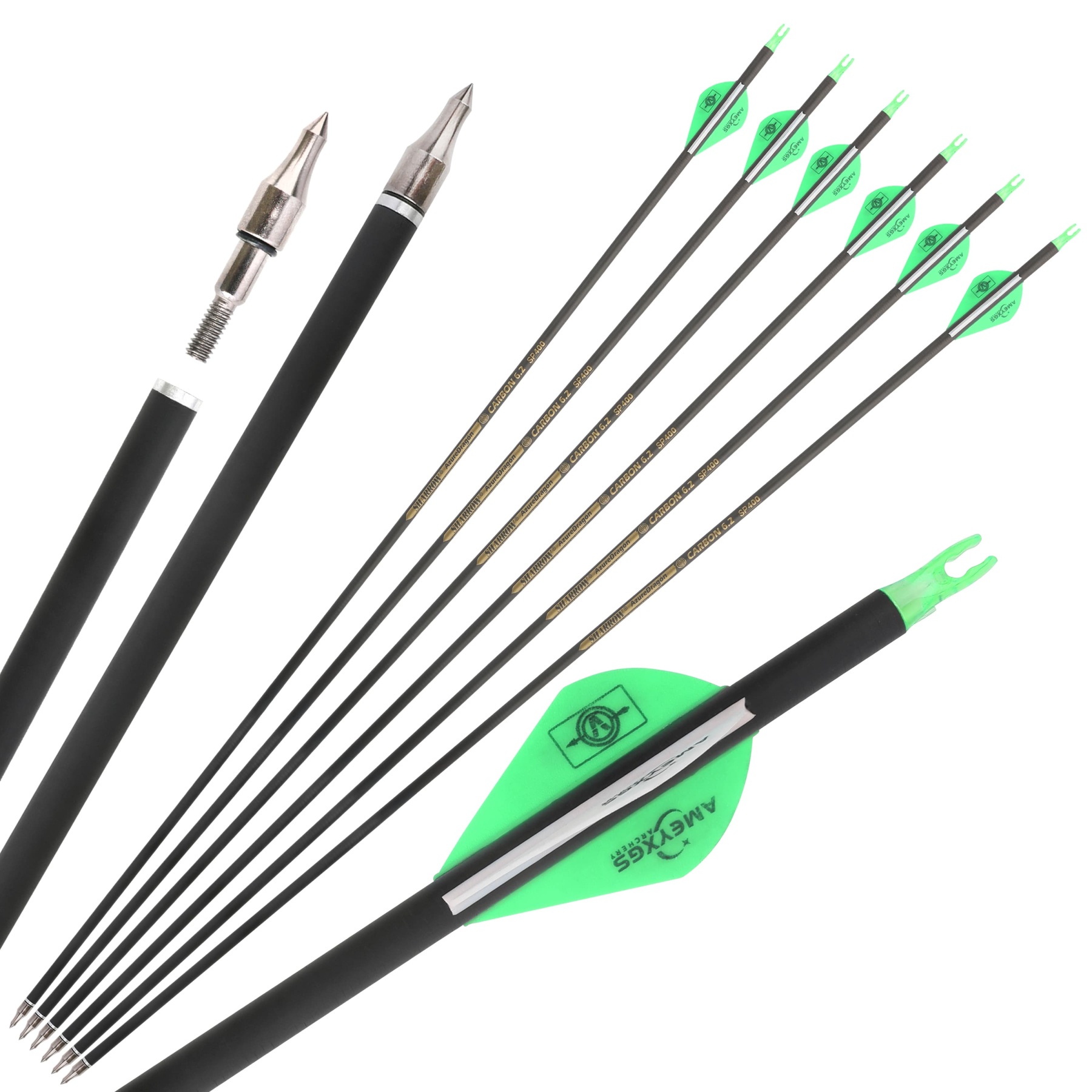 12x 30inch Carbon Arrows Spine 500 Rubber Vanes Shooting Target