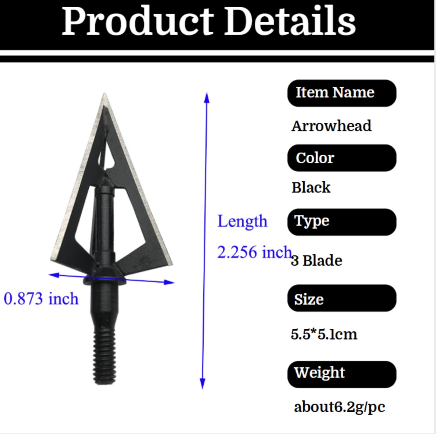 Archery 3 Blade Arrowheads Broadheads 100 Grain Broadheads