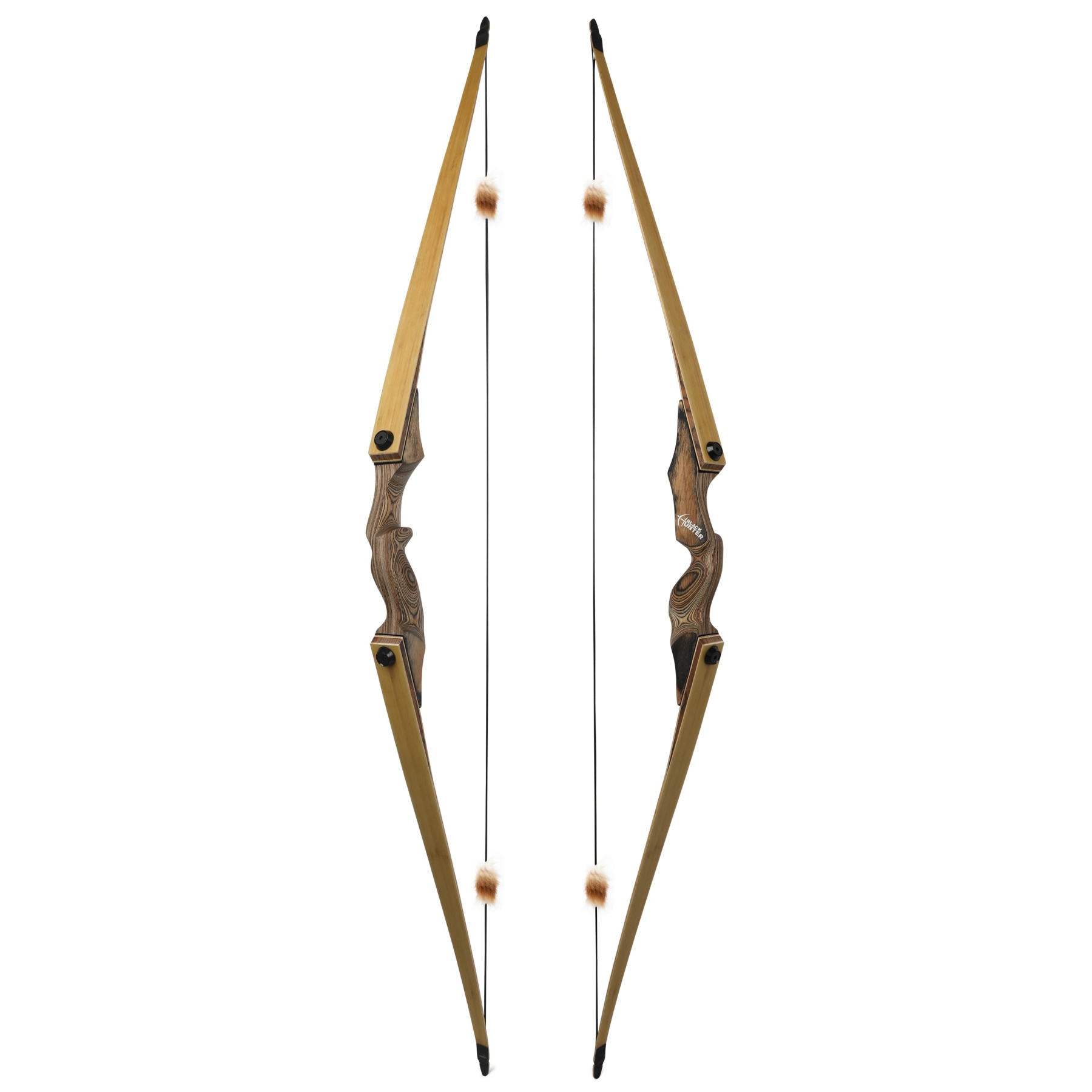 Black Hunter Wooden Longbow 20-60lbs Archery Hunting Kit