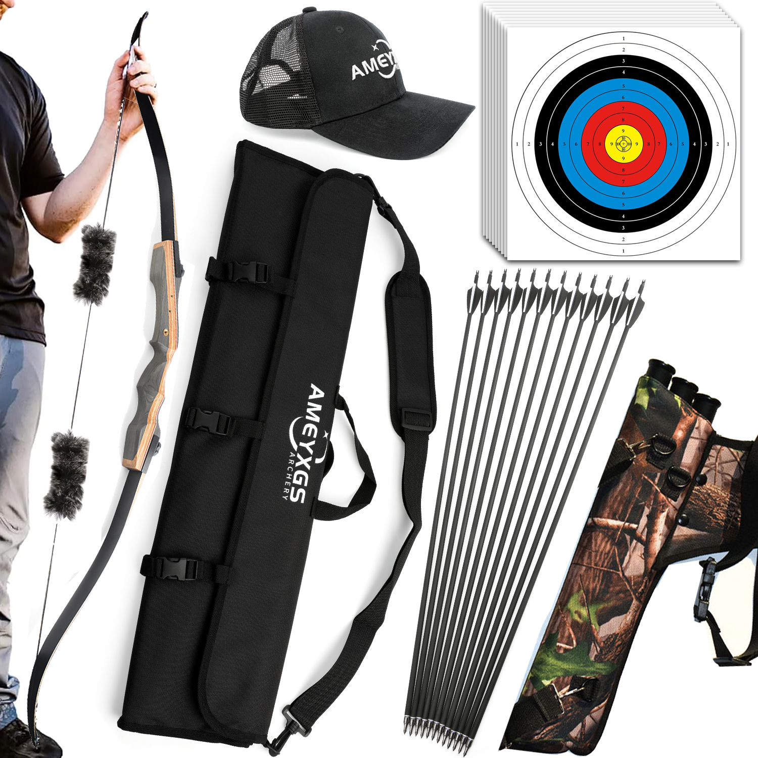 62'' Recurve Bow for Outdoor Hunting Kit