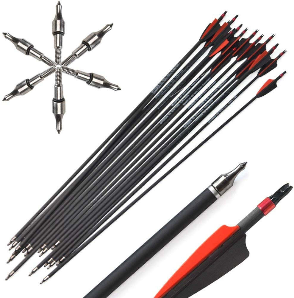 🎯30'' Carbon Arrows Achery Spine400 Recurve Compound Bow-AMEYXGS Archery