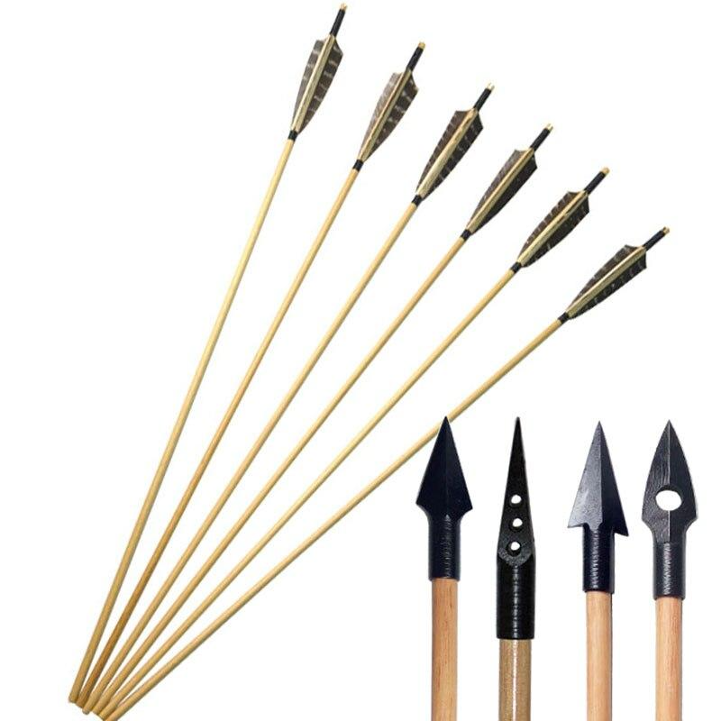 🎯Turkey Feather Wooden Arrow Shaft Traditional Arrowhead-AMEYXGS Archery