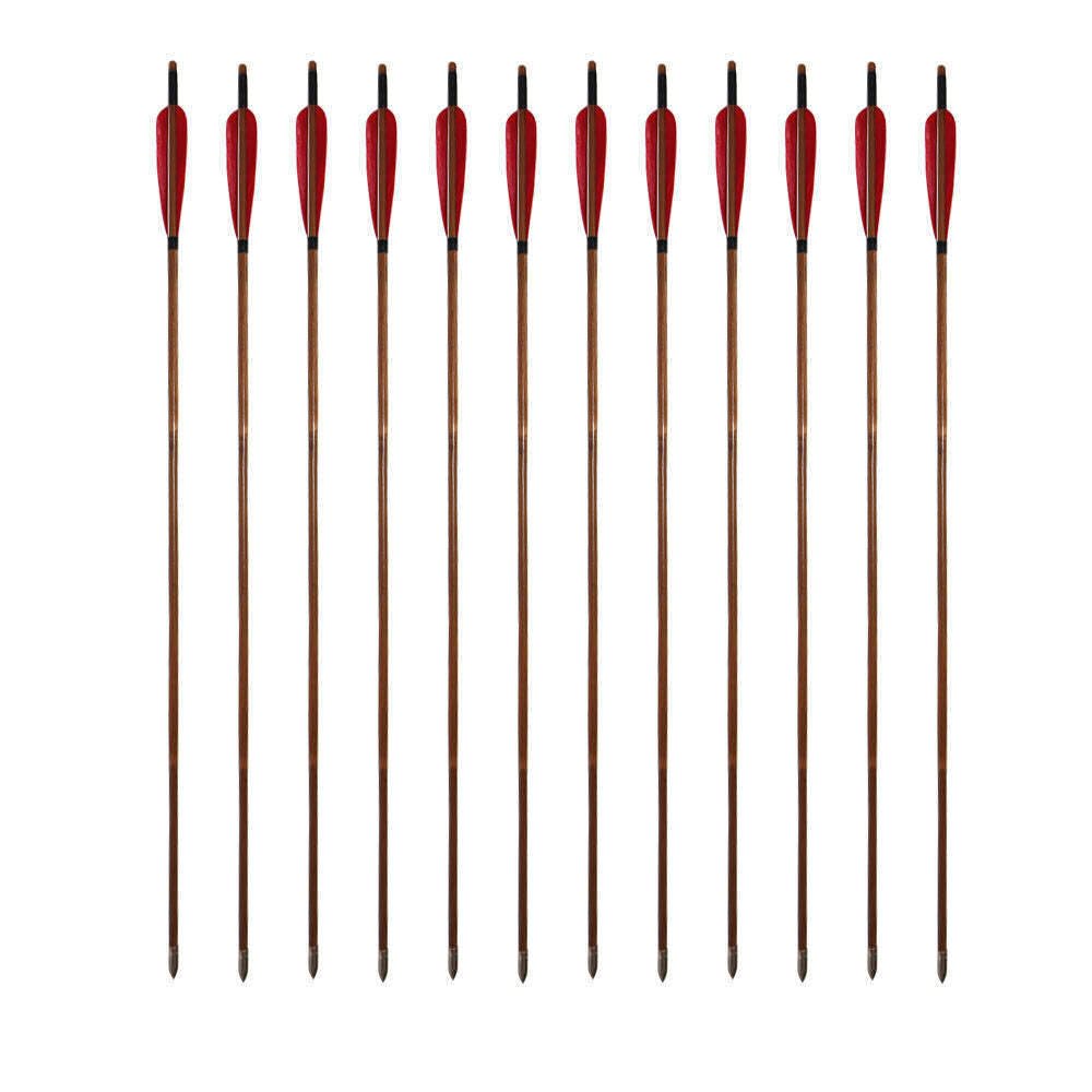 🎯33" Handmade Bamboo Arrows Hunting Recurve Bow Arrow Archery Turkey Feather-AMEYXGS Archery