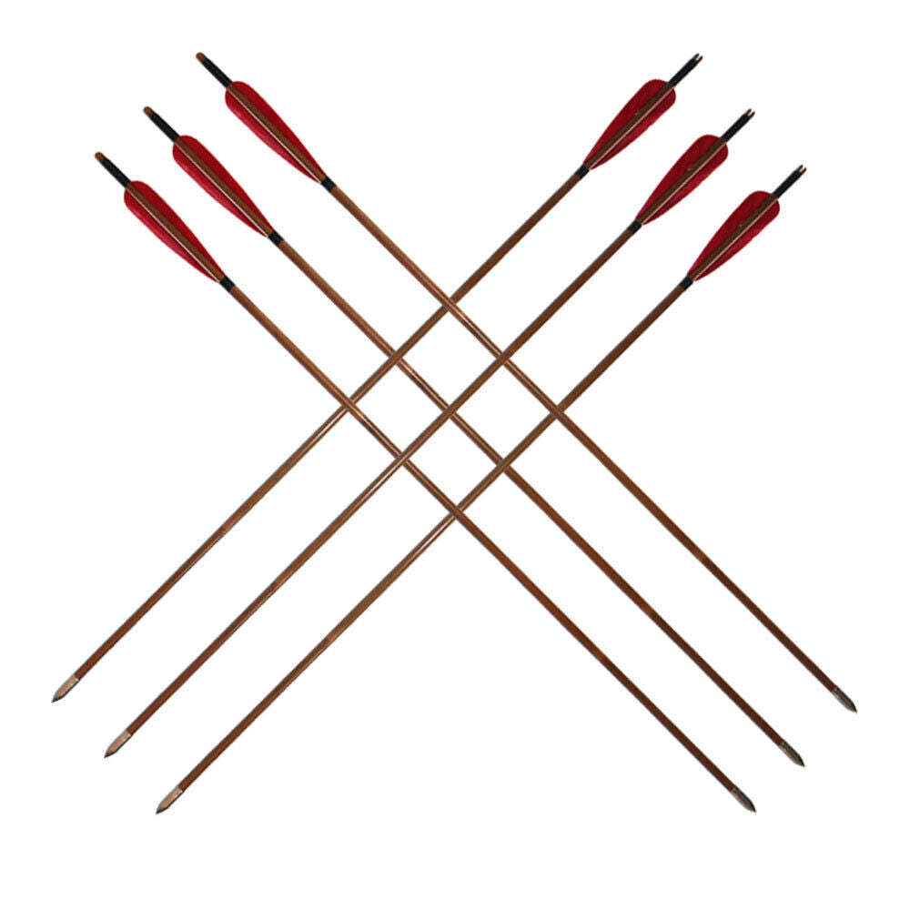🎯33" Handmade Bamboo Arrows Hunting Recurve Bow Arrow Archery Turkey Feather-AMEYXGS Archery
