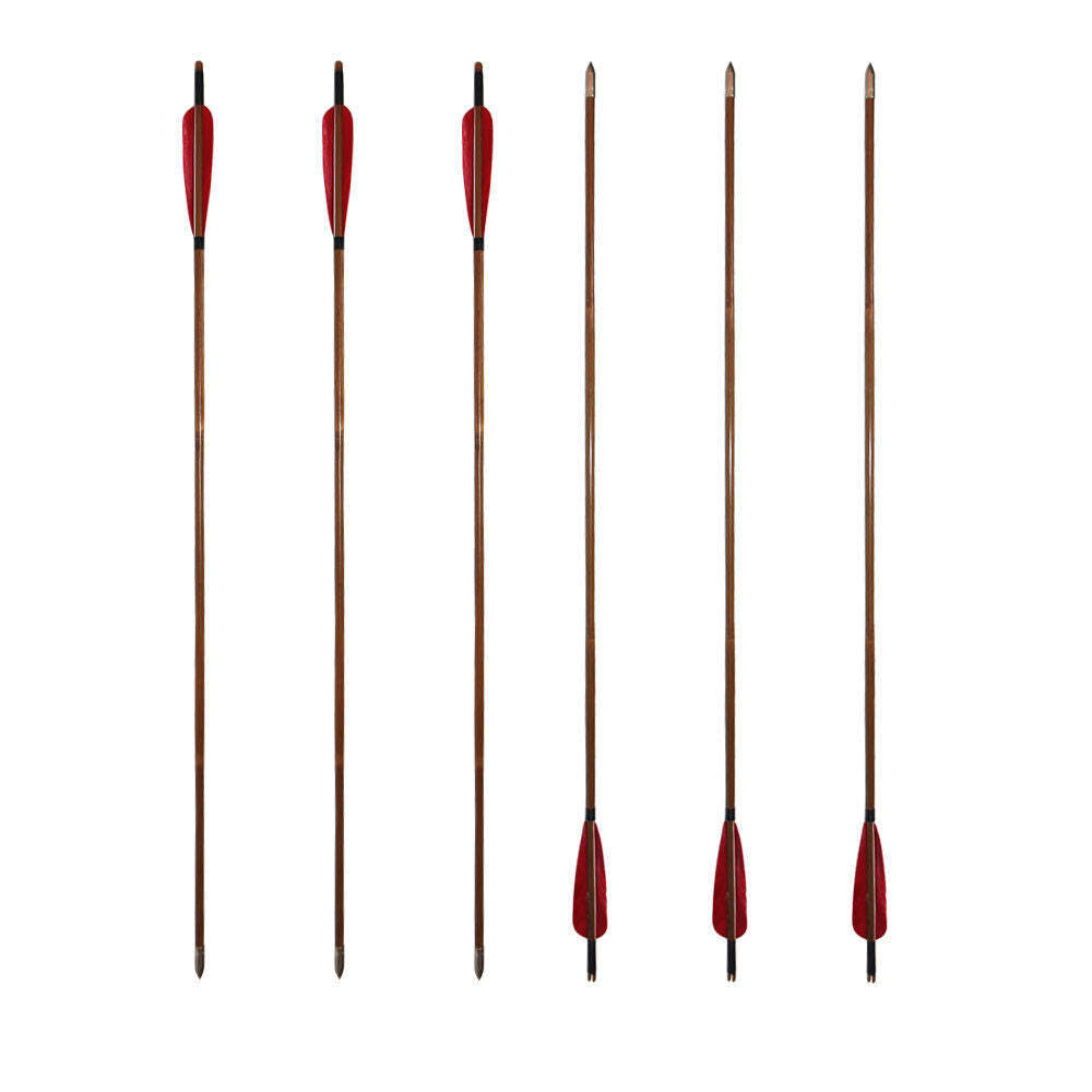 🎯33" Handmade Bamboo Arrows Hunting Recurve Bow Arrow Archery Turkey Feather-AMEYXGS Archery