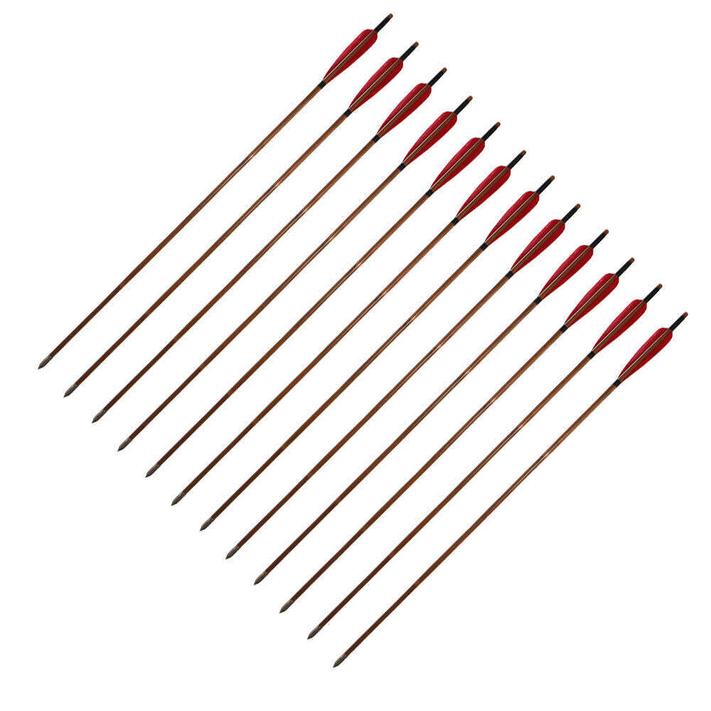 🎯33" Handmade Bamboo Arrows Hunting Recurve Bow Arrow Archery Turkey Feather-AMEYXGS Archery