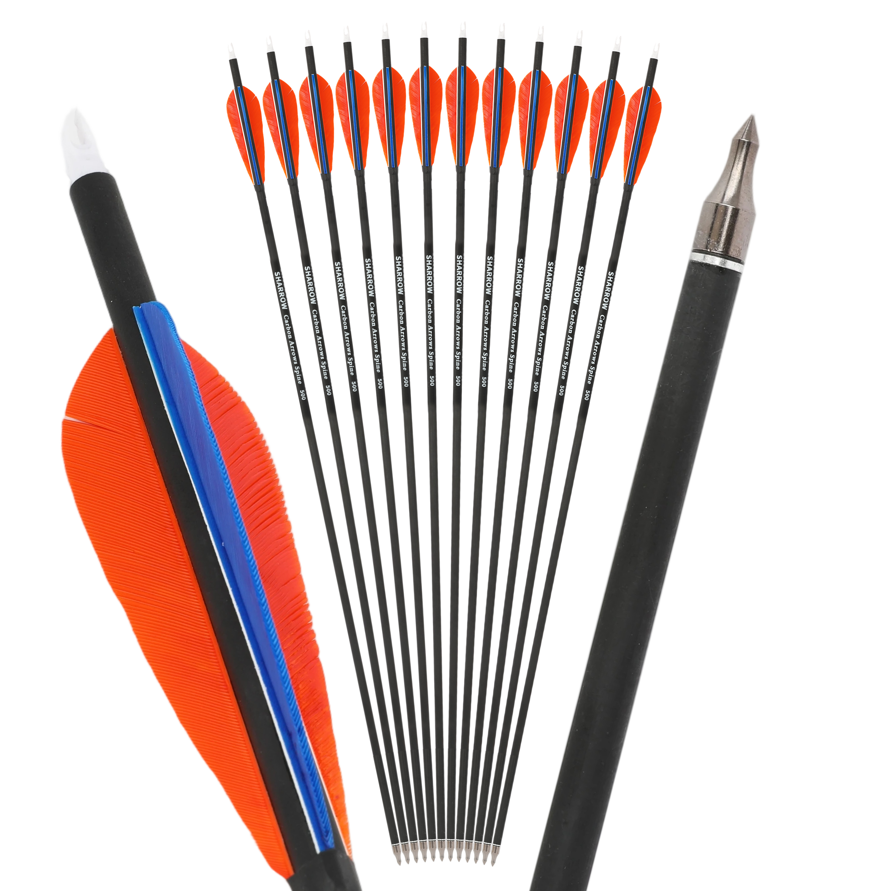 30 inch Carbon Arrows with 500 Spine Turkey Feathers