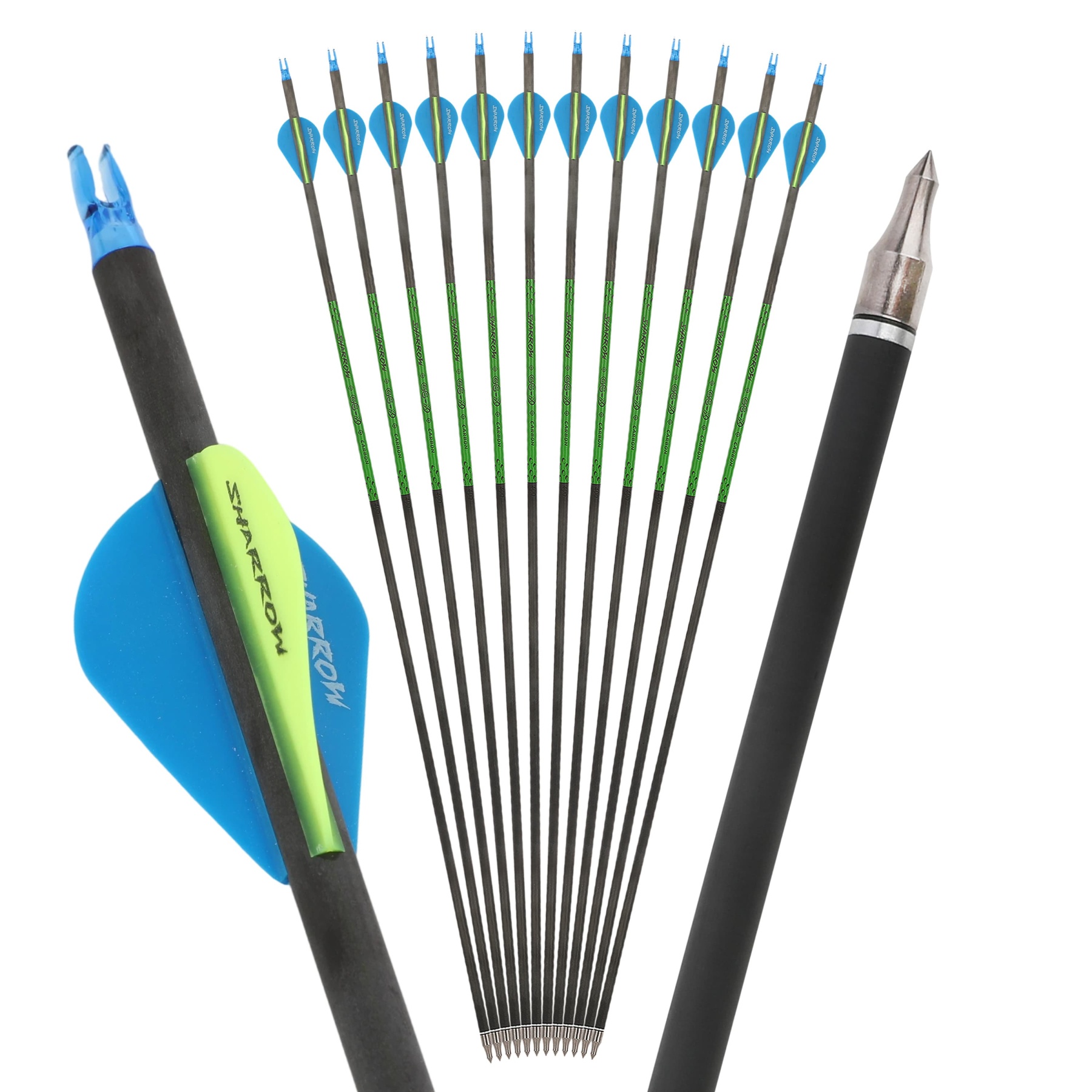 30" Carbon Archery Arrows SP300-800 with Screw-In Field Tips