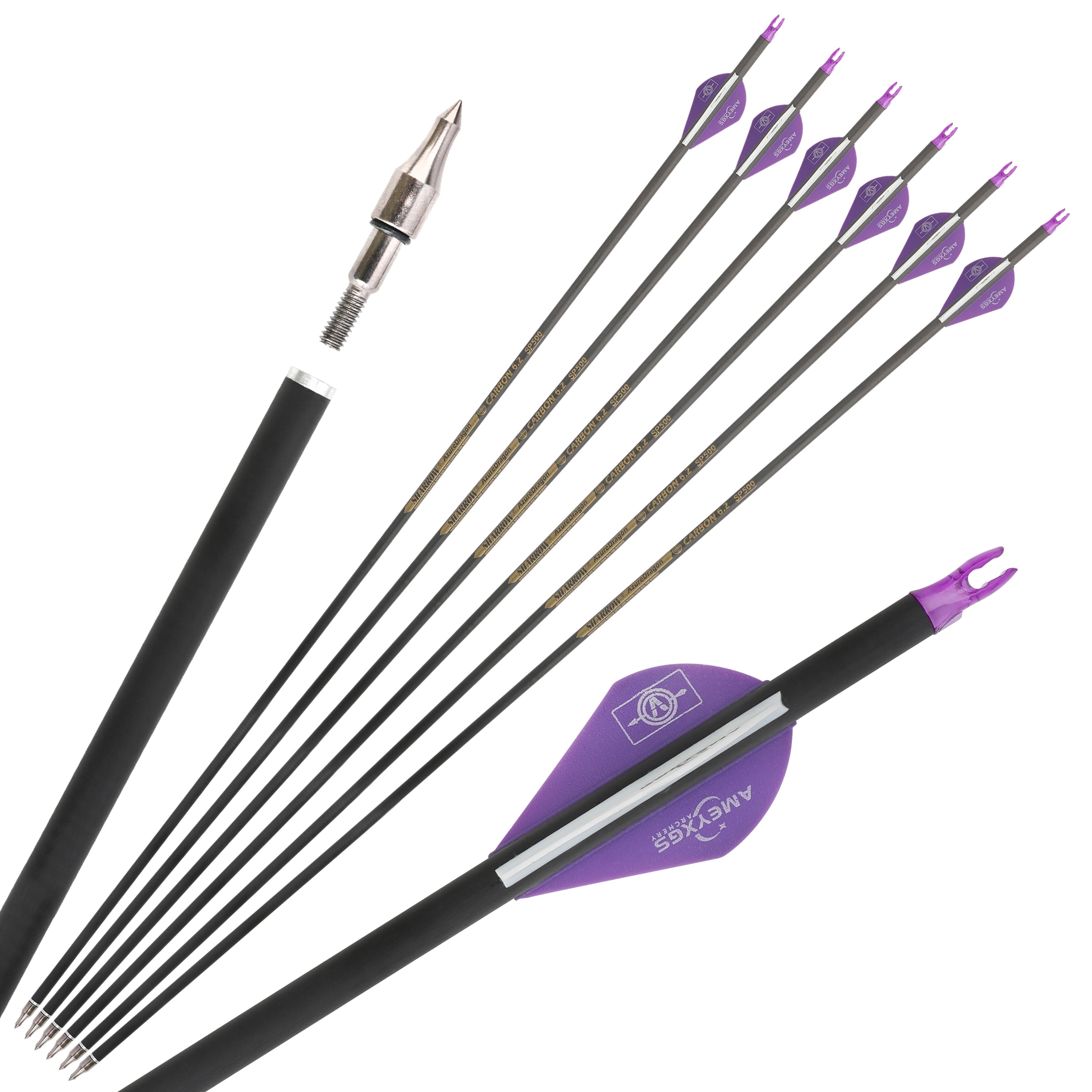 12x 30inch Carbon Arrows Spine 500 Rubber Vanes Shooting Target