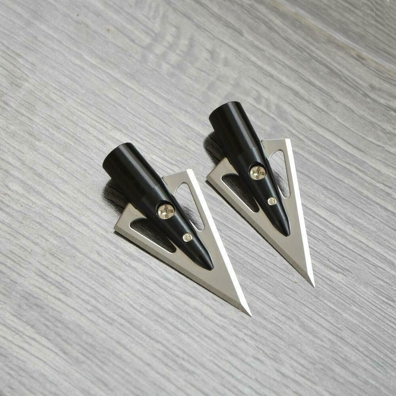 🎯Archery 2 Blade Arrowheads 100 Grain Glue on Points 3D Hunting Practice for Compound Recurve Bow-AMEYXGS Archery