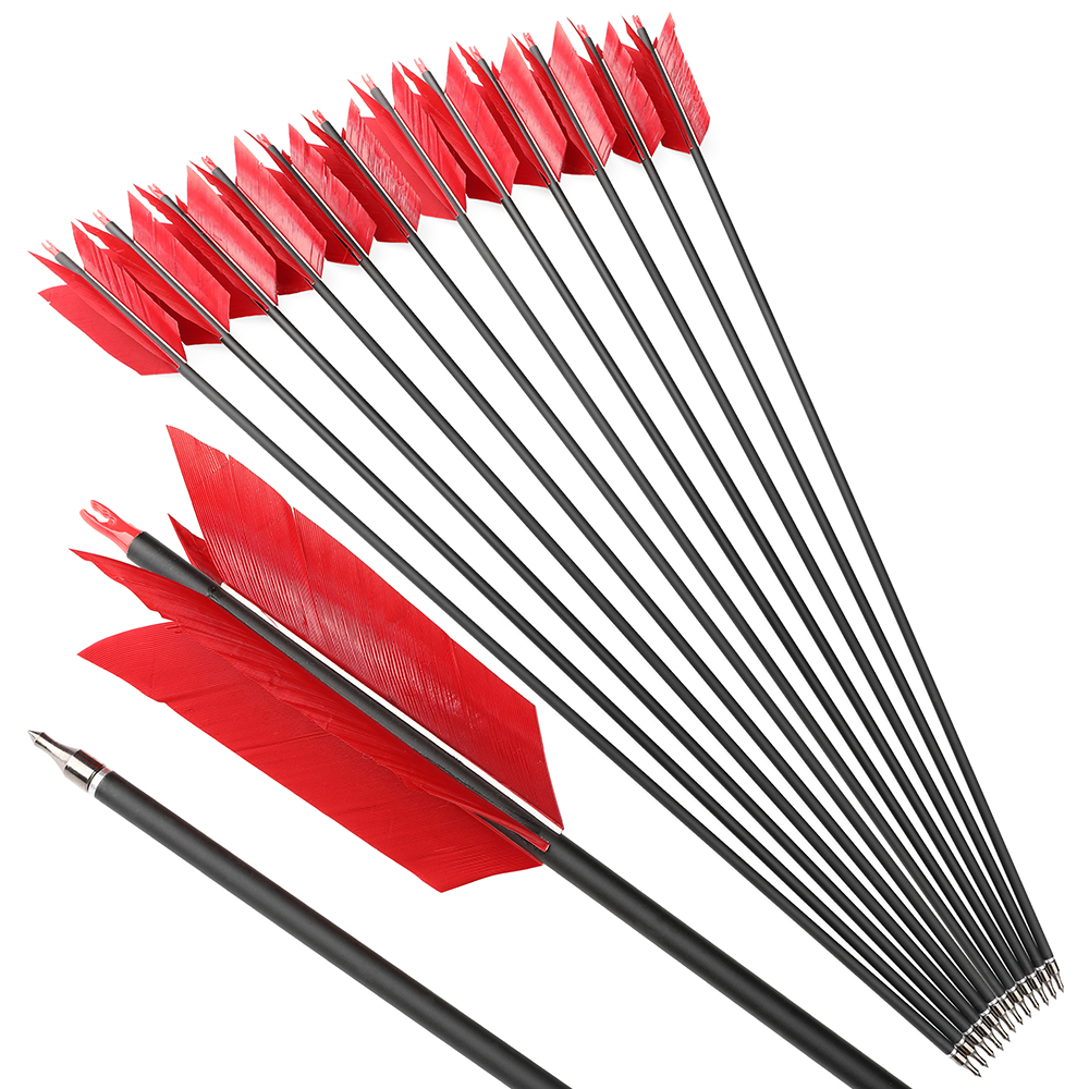 Carbon Arrows 12pcs 30 in 500 Spine 4-Fletch Hunting Set