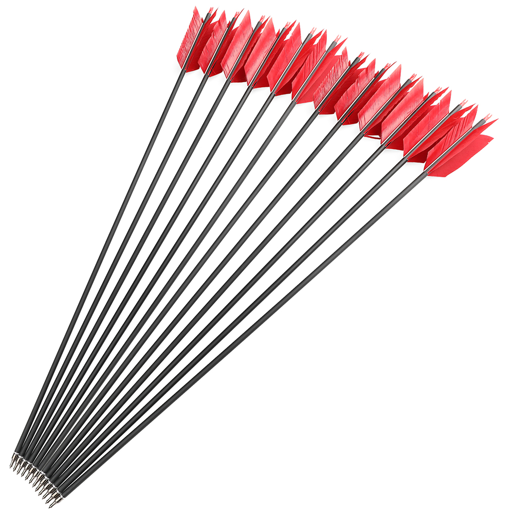 Carbon Arrows 12pcs 30 in 500 Spine 4-Fletch Hunting Set