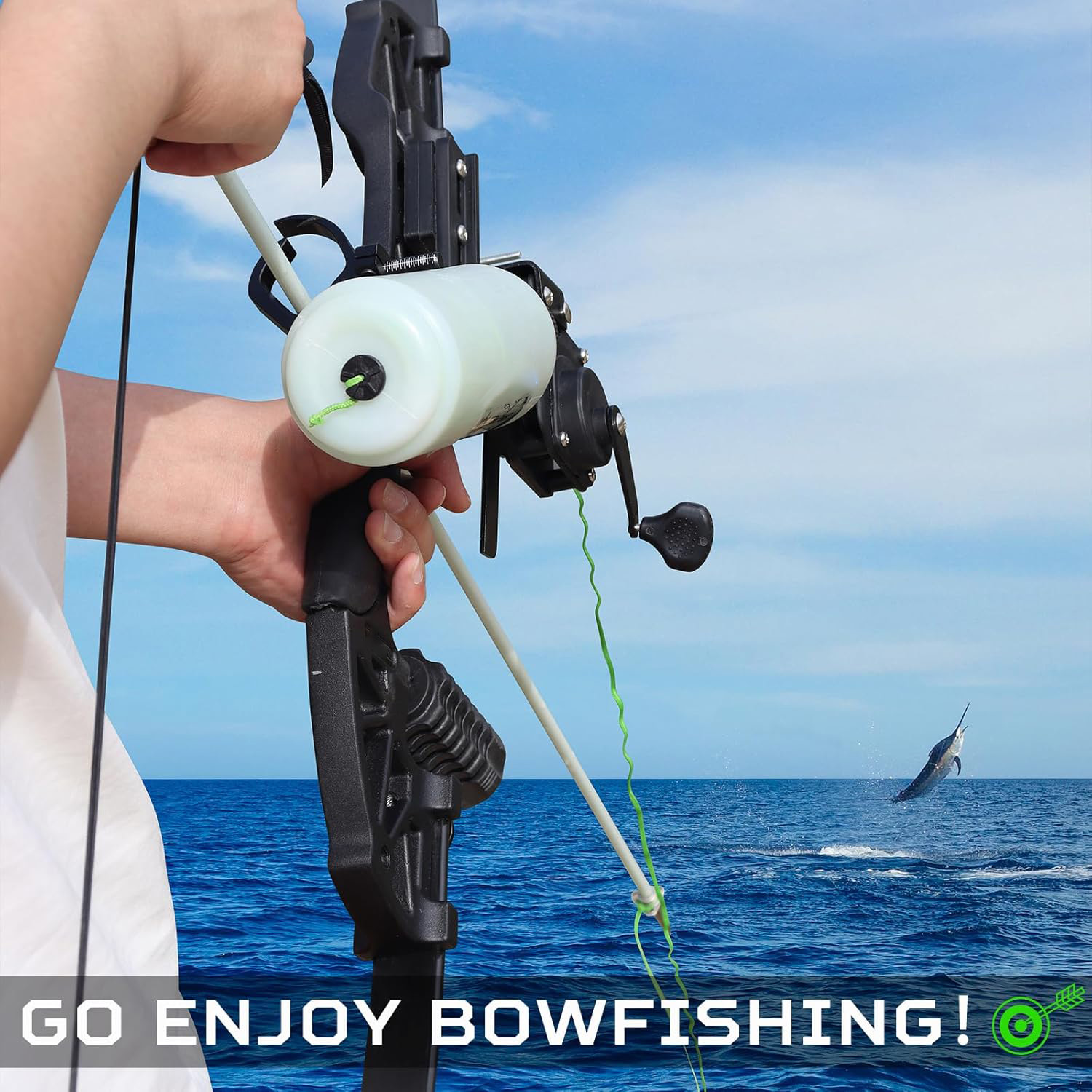 40lb Bowfishing Combo Kit – Adult Recurve Bow, Arrows & Reel for Hunting