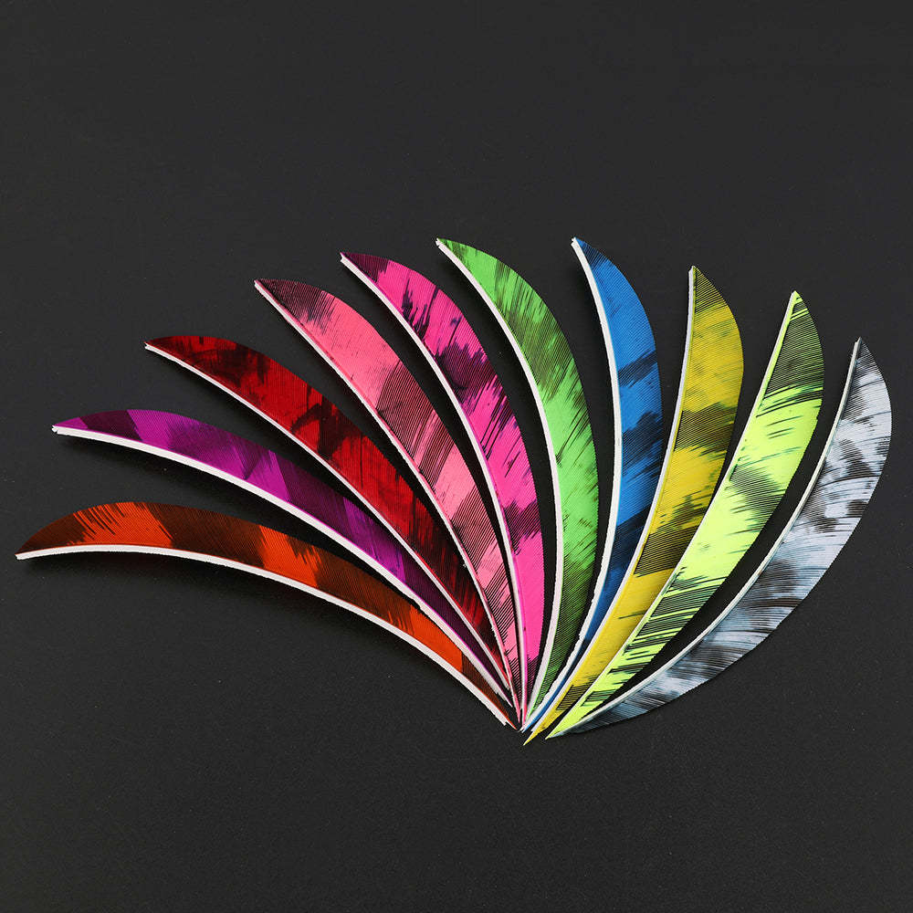 Fire Camo Parabolic 4''5'' Natural Feather Fletching Archery Arrow-50pcs-AMEYXGS Archery