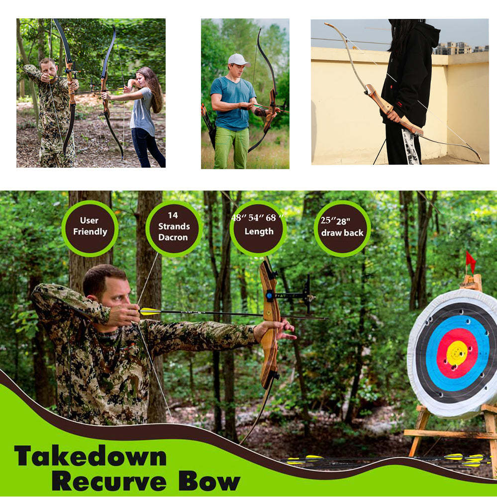 🎯Archery 68'' 54'' 48'' Takedown Recurve Bow 10-20lbs Adult-AMEYXGS Archery