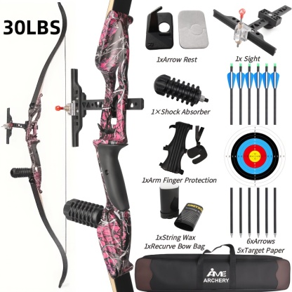56" Takedown Recurve Bow – Aluminum Alloy, Carbon Arrow Kit