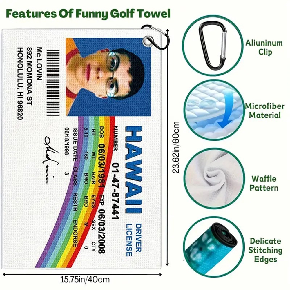 Golf Towel High Polyester Printed Bags Golfers Wiping Golf Clubs