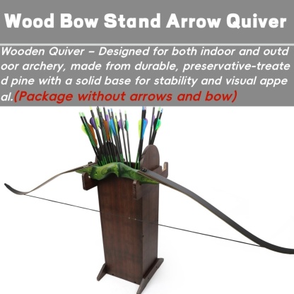 Thickened Wooden Archery Bow Stand with Arrow Quiver
