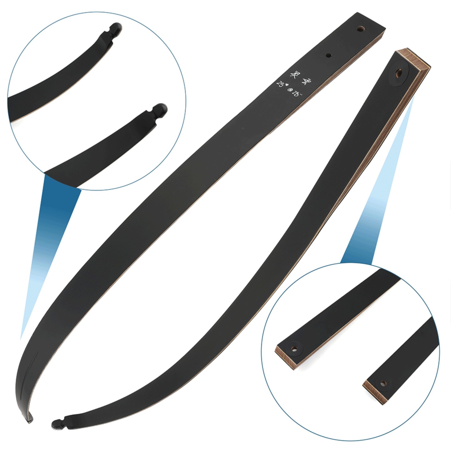 Black Hunter Wooden Recurve Takedown Bow for Adults