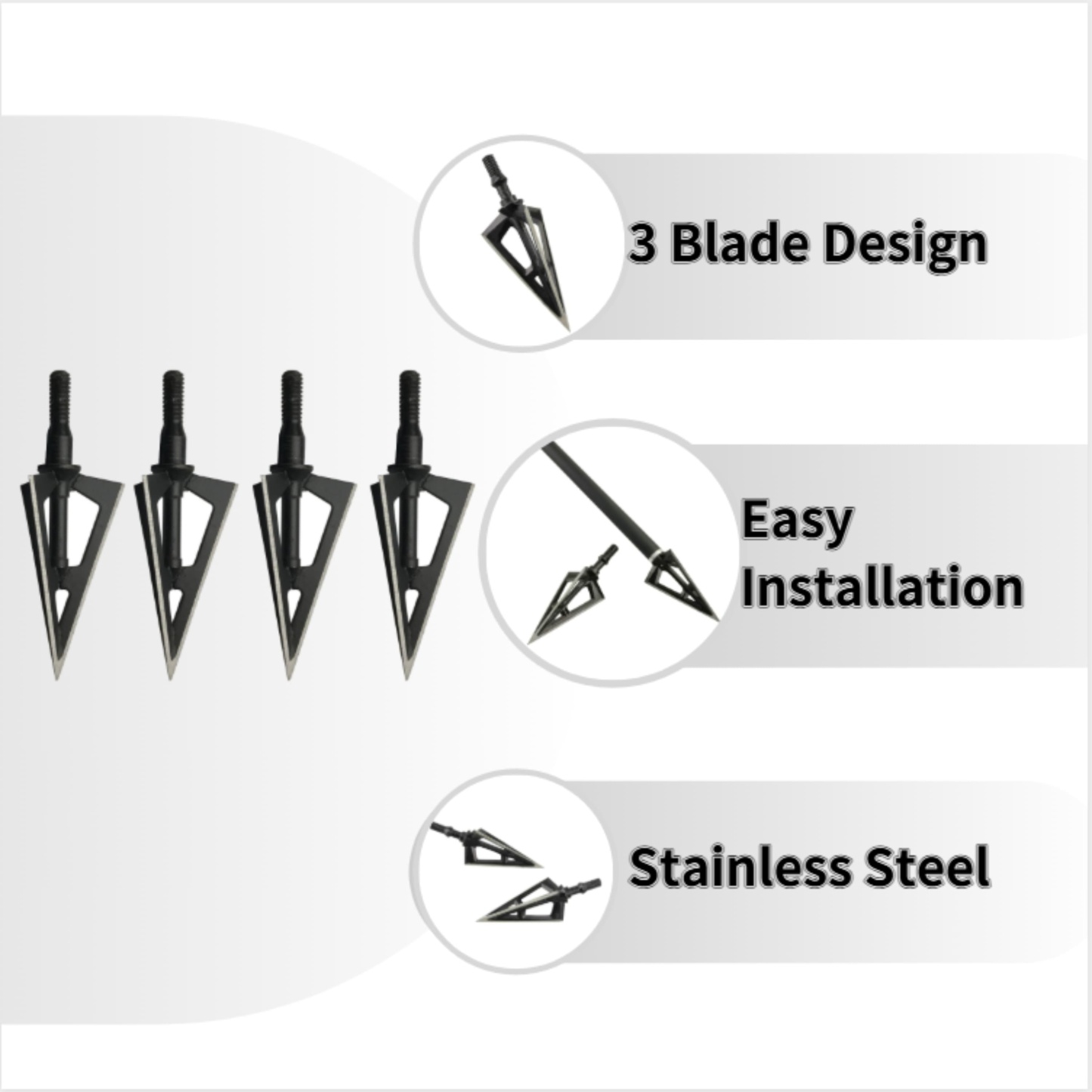 Archery 3 Blade Arrowheads Broadheads 100 Grain Broadheads