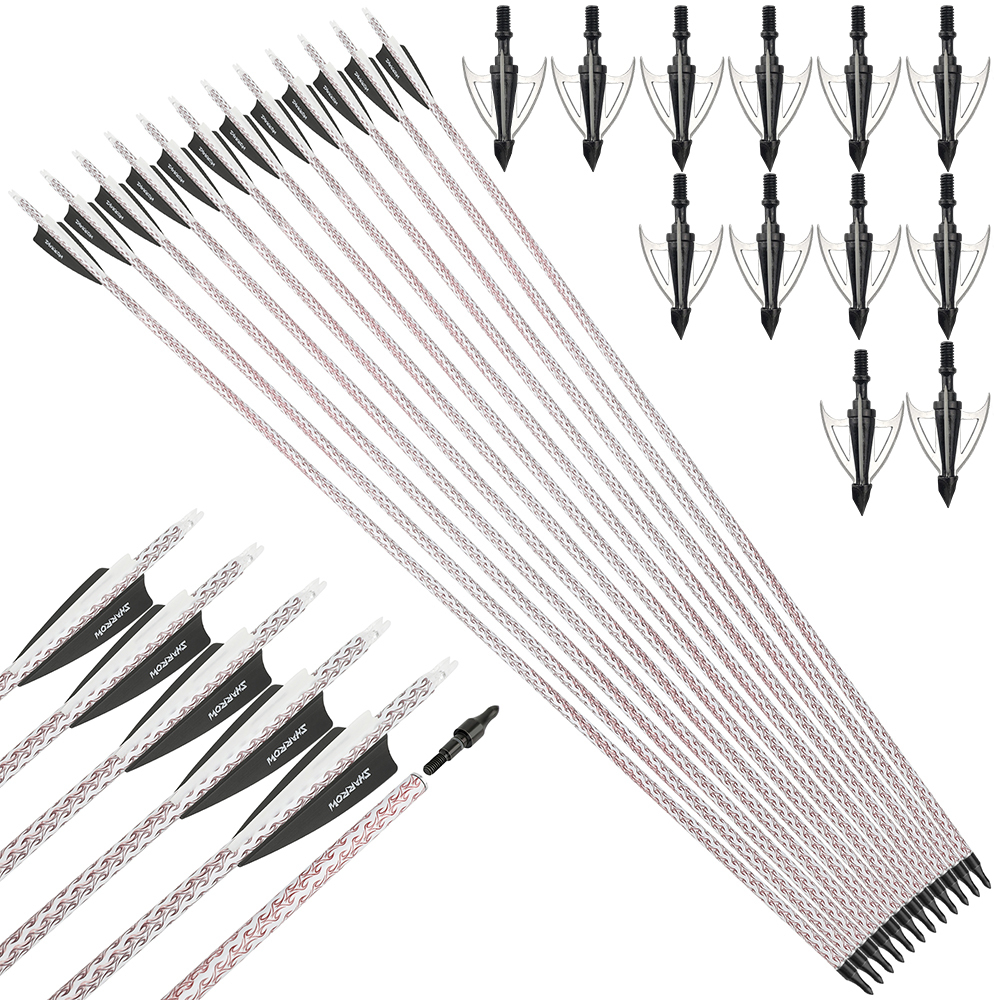30 in Carbon Arrows 12pcs 500 Spine Value Shooting Set