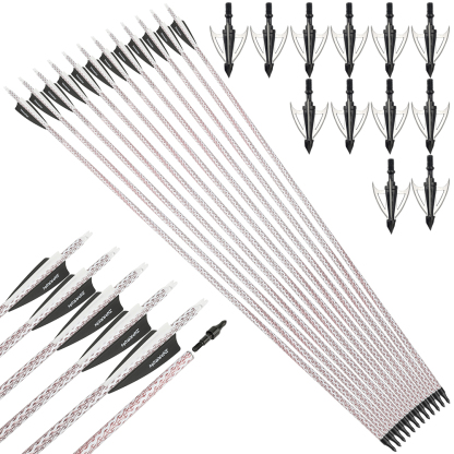 30 in Carbon Arrows 12pcs 500 Spine Value Shooting Set