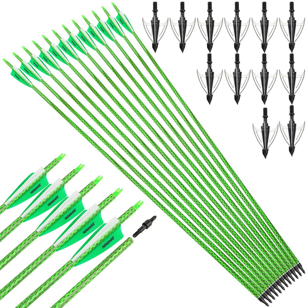 30 in Carbon Arrows 12pcs 500 Spine Value Shooting Set