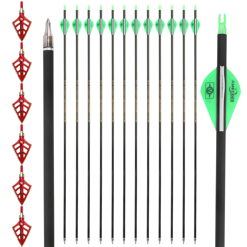 Hunting Arrows 12pcs 30 in 500 Spine Carbon Set
