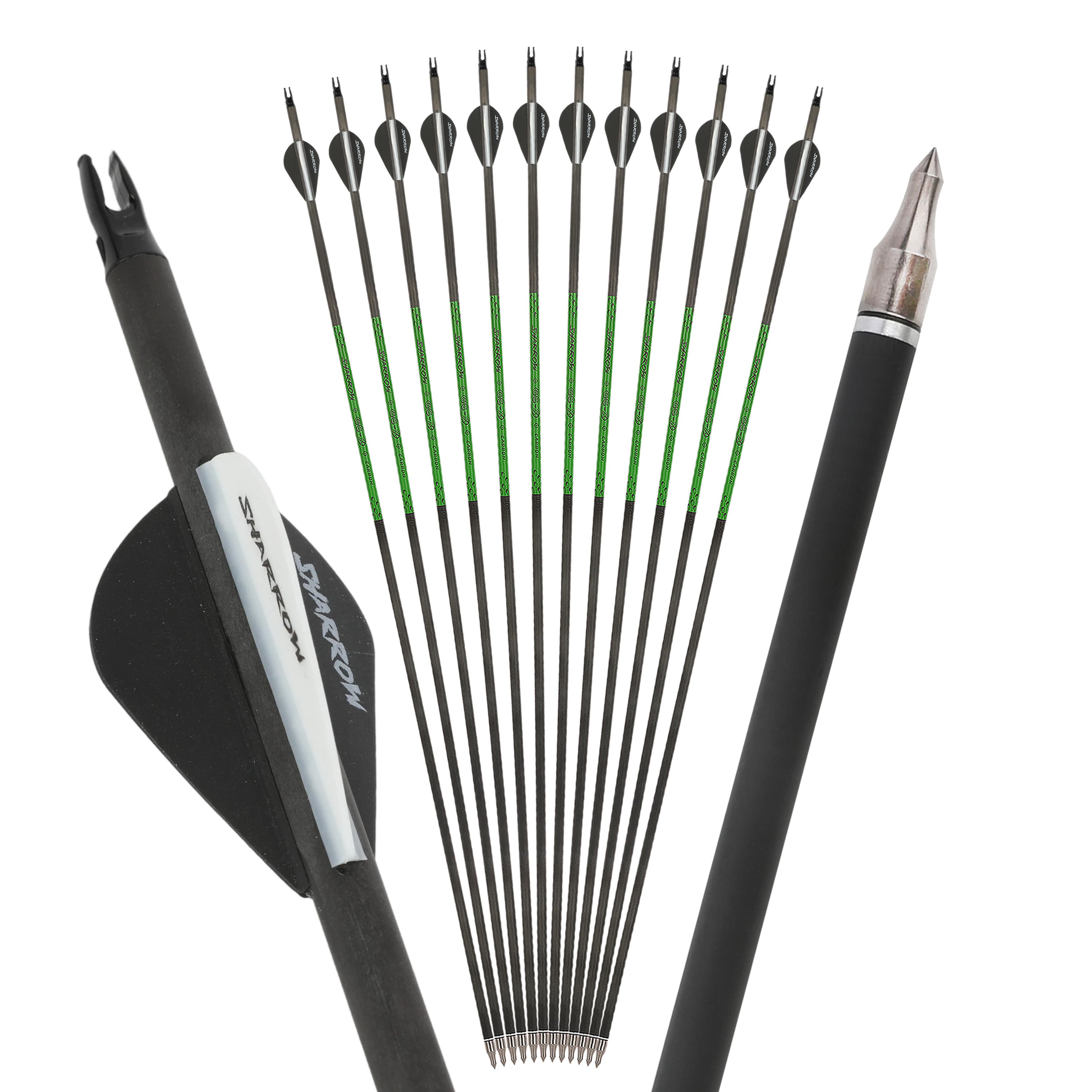 30" Carbon Archery Arrows SP300-800 with Screw-In Field Tips
