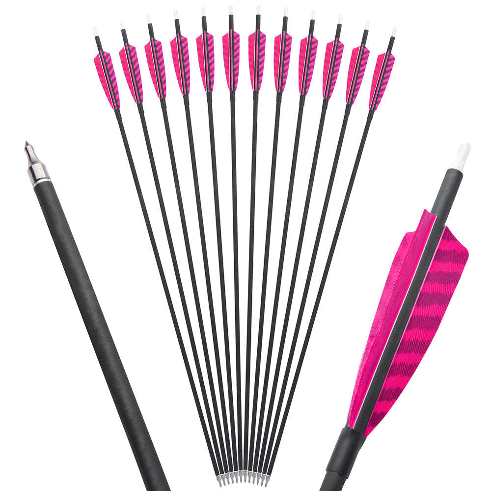 🎯12pcs Carbon Arrows Spine 500 Archery-AMEYXGS Archery