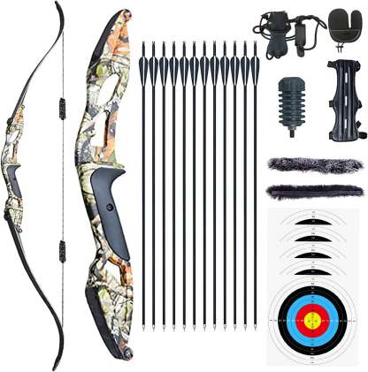 🎯56" Takedown Recurve Bow and Arrows Set for Archery Hunting Bow Shooting Practice 30-50lb-AMEYXGS Archery