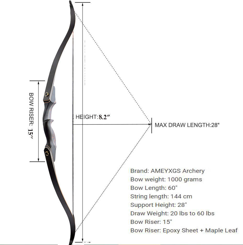 🎯60" Takedown Recurve Bow Wooden Handle Archery American Hunting Target-AMEYXGS Archery